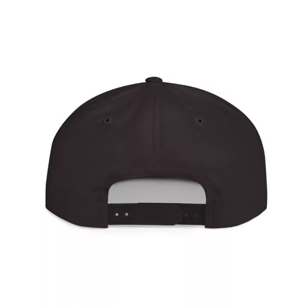 Black snapback cap with adjustable strap