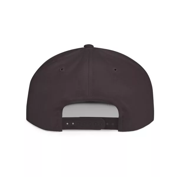Back view of black snapback cap